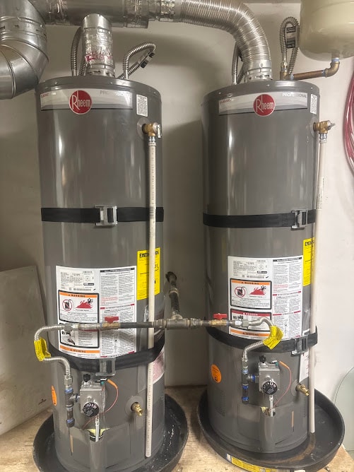 Traditional tank water heater installed by MBR Construction Services
